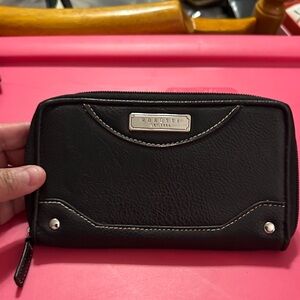 Rosetti Dark Leather Wallet with Metal Details